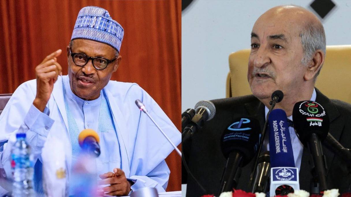 Les présidents Muhammadu Buhari du Nigeria et Abdelmadjid Tebboune d'Algérie.
