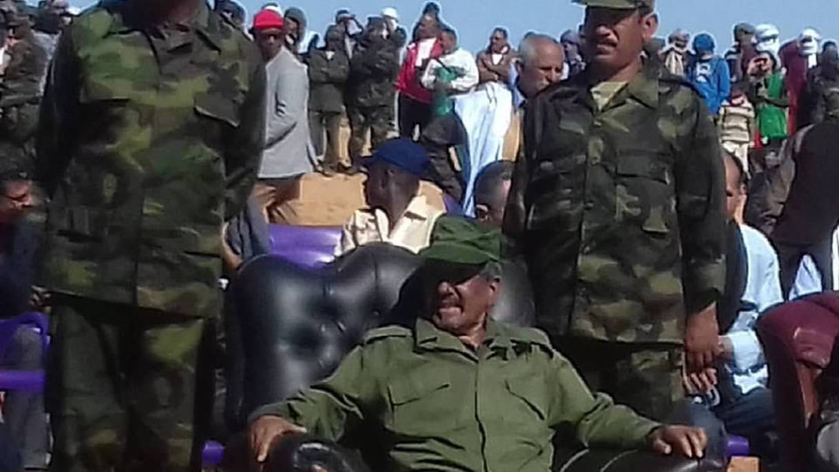 Le chef du Polisario regardant défiler son "armée" donquichottesque...
