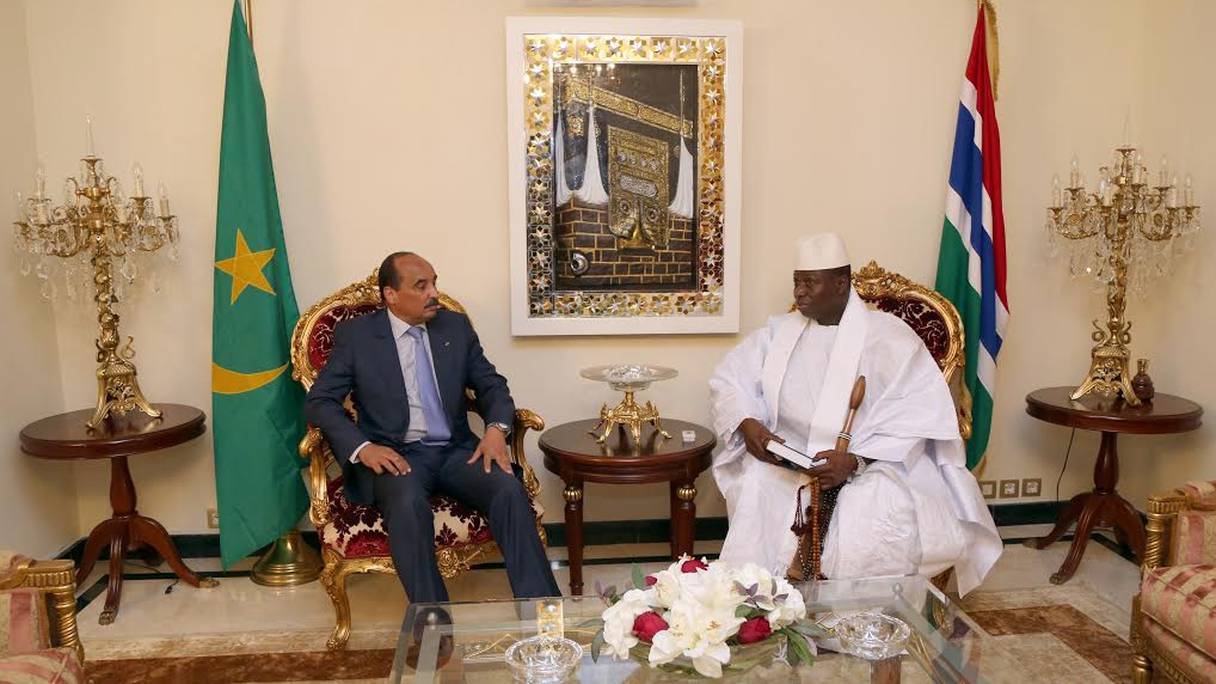 Mohammed ould Abdel Aziz, président de la Mauritanie, et Yahya Jammeh, ex-président de la Gambie.
