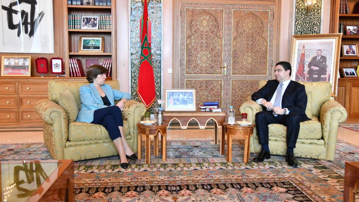 Le ministre des Affaires étrangères Nasser Bourita avec son homologue française Catherine Colonna.
