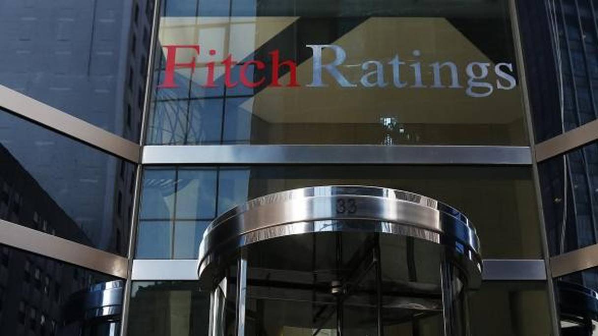 Entrée du siège de l'agence internationale de notation Fitch Ratings, à New York. 
