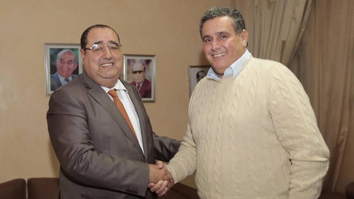 Driss Lachgar et Aziz Akhannouch, mercredi 14 décembre 2016 à Rabat.
