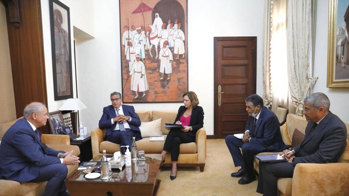 Le chef du gouvernement, Aziz Akhannouch, accompagné de Fatim-Zahra Ammor, ministre du Tourisme et de Adel El Fakir, directeur général de l'ONMT, a reçu Sebastian Ebel, PDG, à compter du 1er octobre prochain, du groupe allemand TUI.
