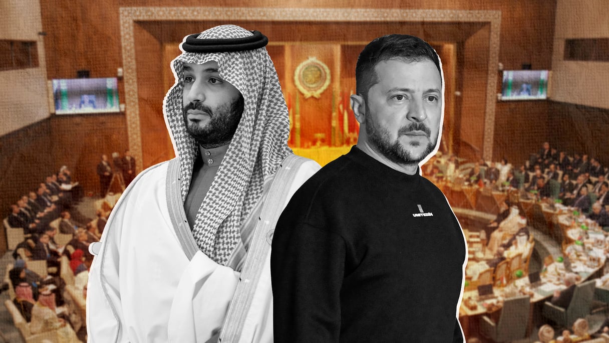 Le prince héritier saoudien Mohammed Ben Salmane et le président ukrainien Volodymyr Zelensky.