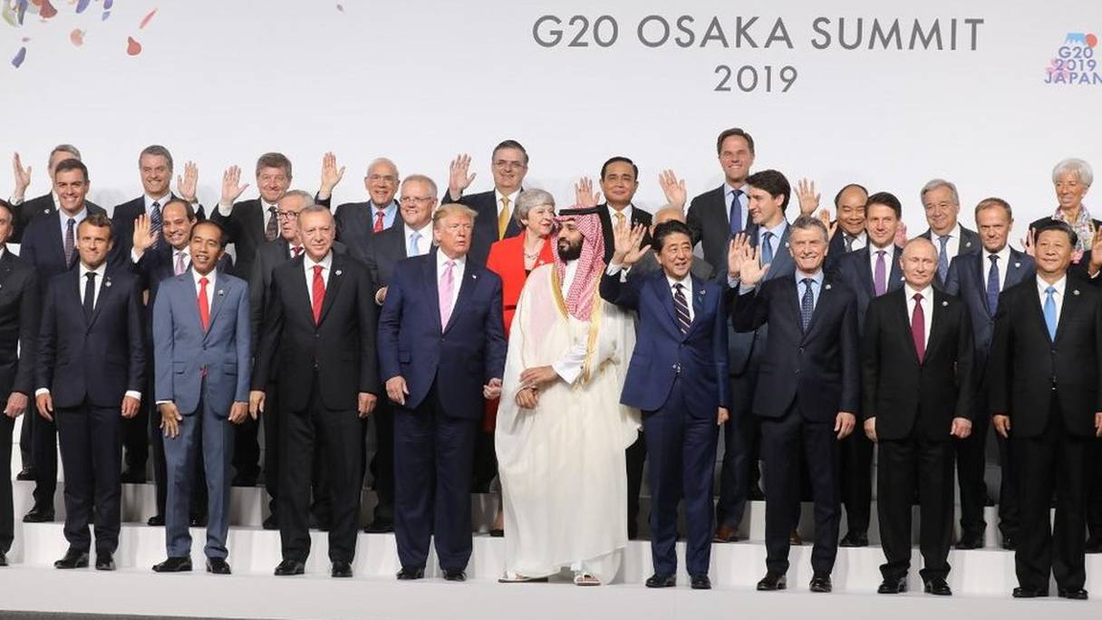 Les dirigeants des 20 pays les plus industrialisés de la planète, à l'ouverture du dernier sommet du G20, le 28 juin 2019 à Osaka, au Japon. 
