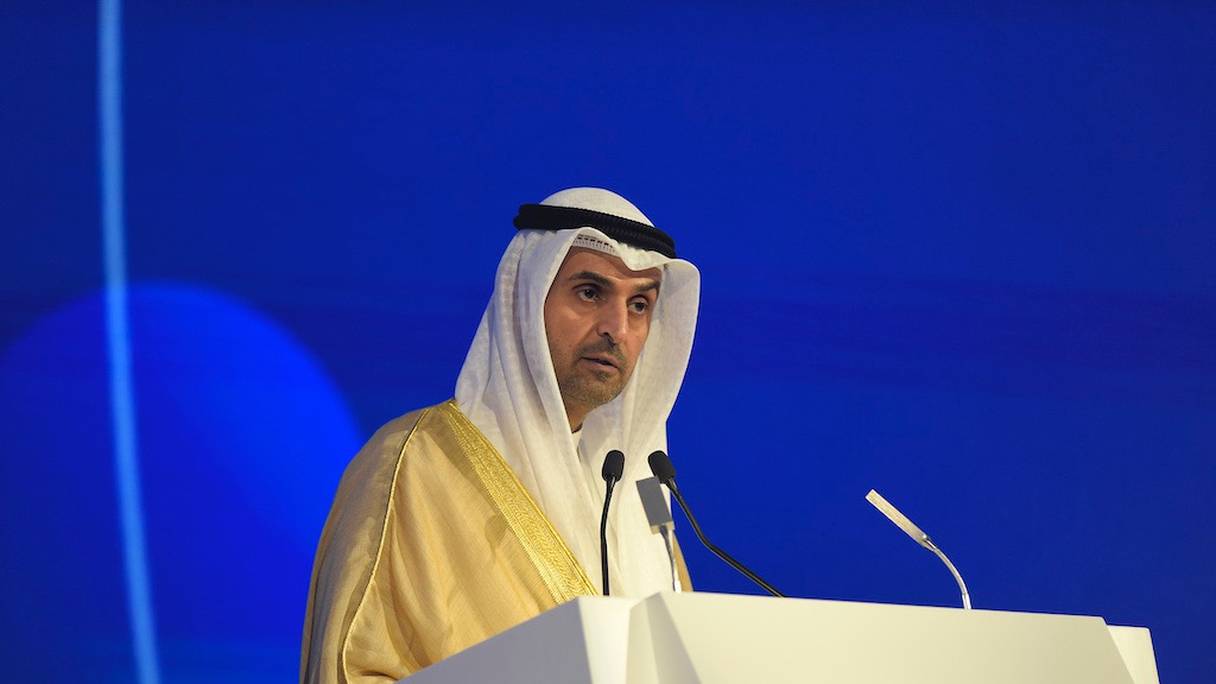 Nayef al-Hajraf, secrétaire général du Conseil de coopération du Golfe (CCG), prend la parole lors du 17e dialogue IISS Manama dans la capitale bahreïnie Manama le 20 novembre 2021.
