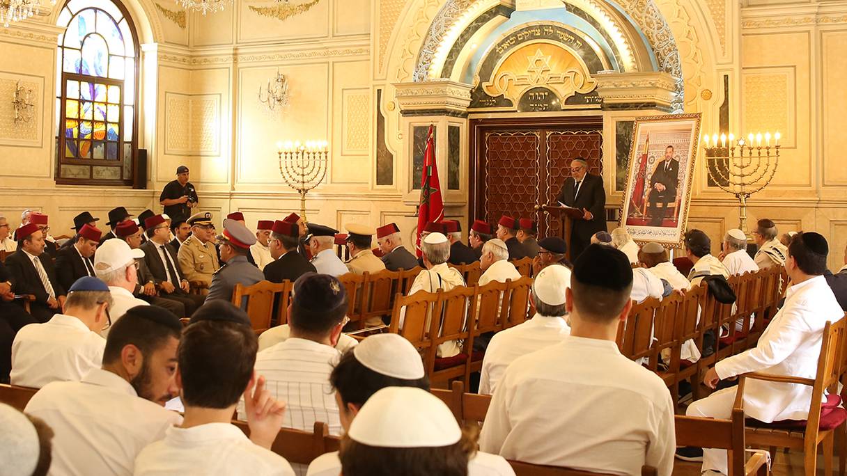 La synagogue Beth El à Casablanca lors de Yom Kippour, le 5 octobre 2022.
