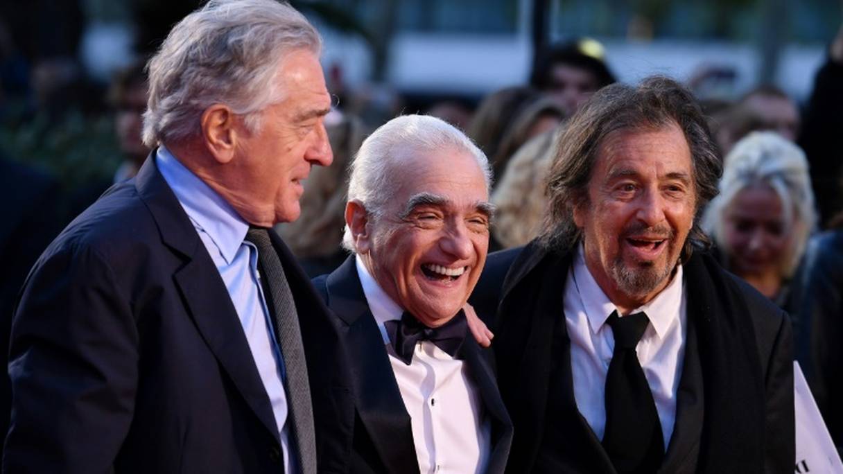 Scorsese, entouré par Al Pacino et De Niro.
