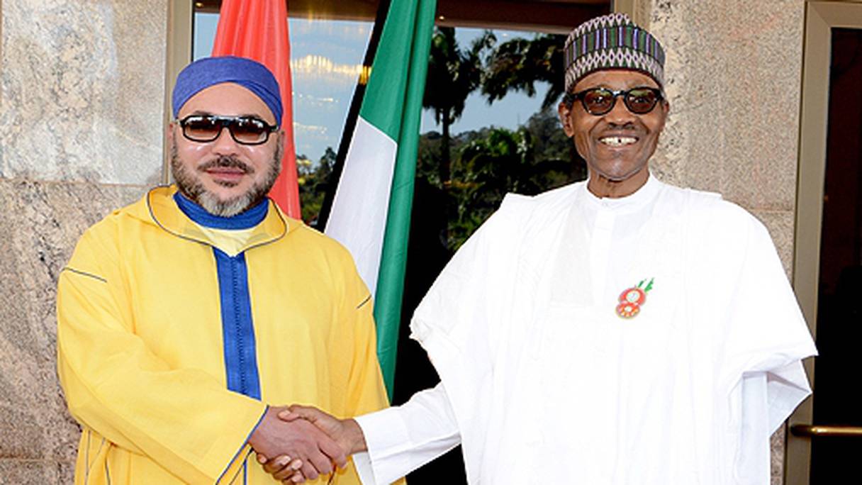 Le roi Mohammed VI et le président de la République fédérale du Nigeria, Muhammadu Buhari.
