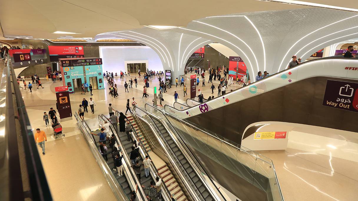 L'une des stations du métro de Doha, autre élément-clé de l'excellente organisation de la Coupe du monde 2022 au Qatar.
