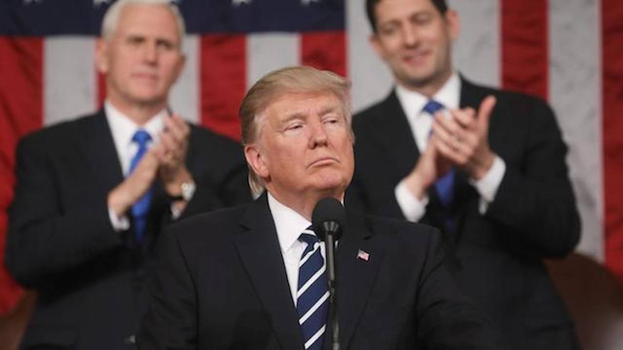 Le président américain Donald Trump lors de son premier discours devant le Congrès, le 28 février 2017 à Washington.
