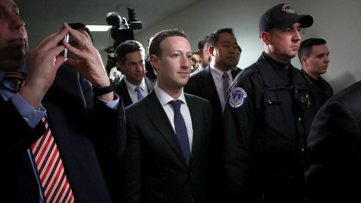 Mark Zuckerberg, le patron de Facebook, devant le Congrès américain, mardi 10 avril 2018.
