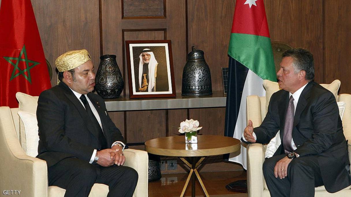 Le Roi Mohammed VI en compagnie du Roi Abdallah II Ibn Al Hussein.
