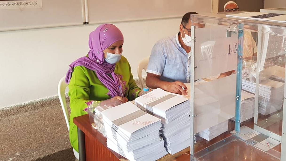 Un bureau de vote à Tanger, lors du triple scrutin du 8 septembre 2021.
