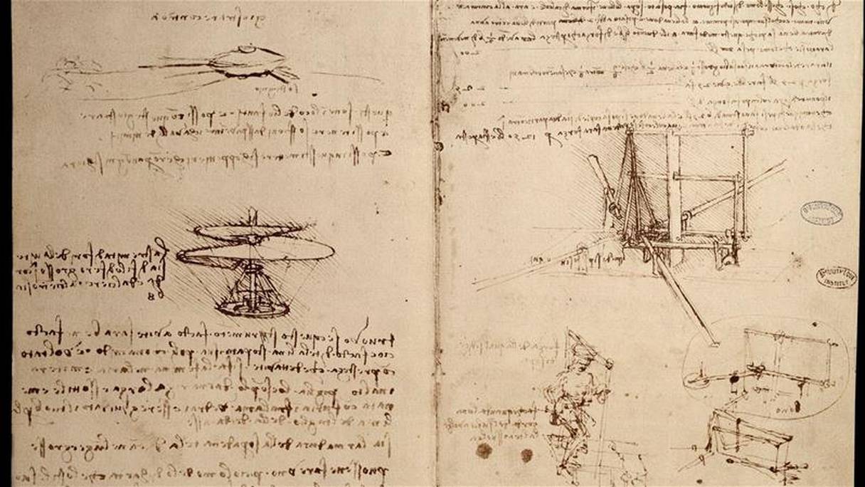 Les carnets du maître de la Renaissance sont bourrés de croquis et de figures géométriques. 
