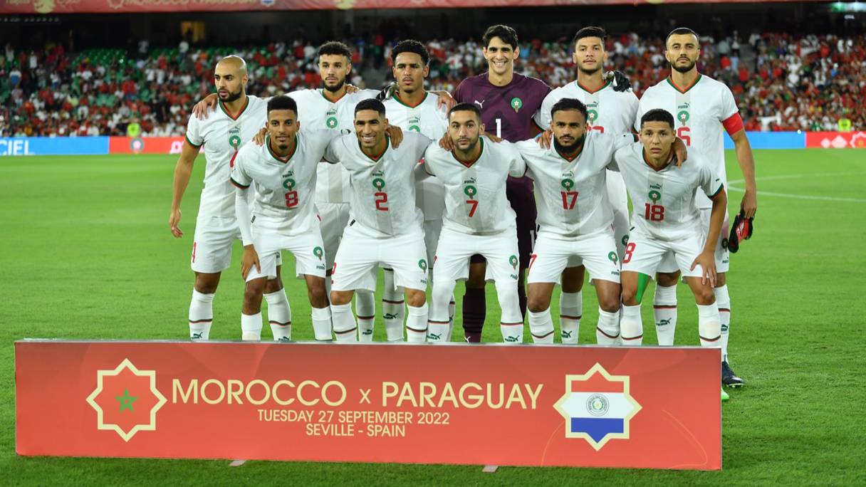 Le onze de départ des Lions de l'Atlas contre le Paraguay, 27 septembre 2022.
