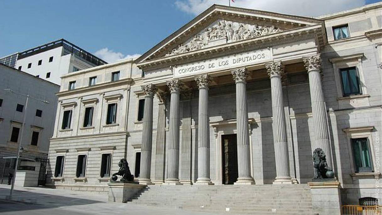 Le Congrès des députés -le Parlement espagnol, à Madrid. 
