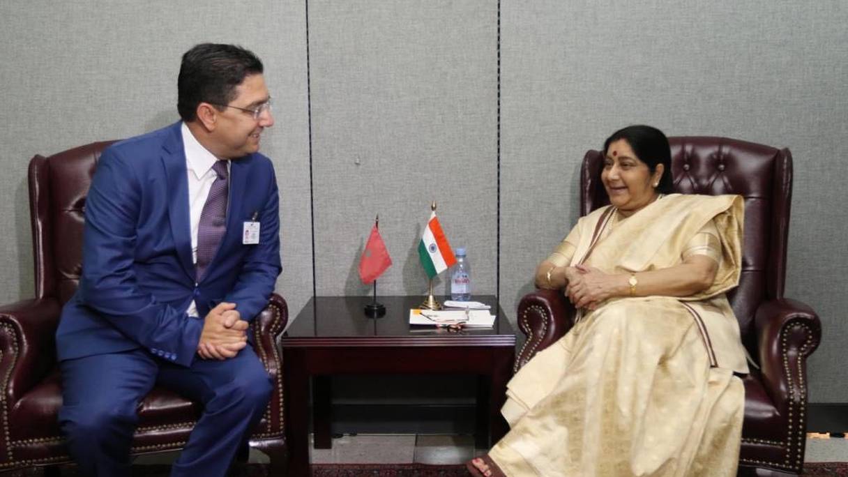 Nasser Bourita et son homologue indienne Sushma Swaraj.
