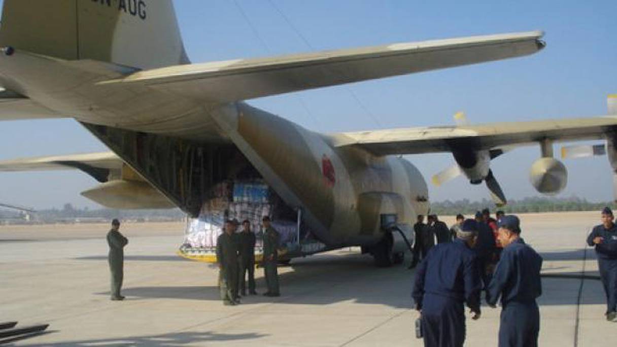 Un avion des Forces Armées Royales lors d'une précédente mission humanitaire.
