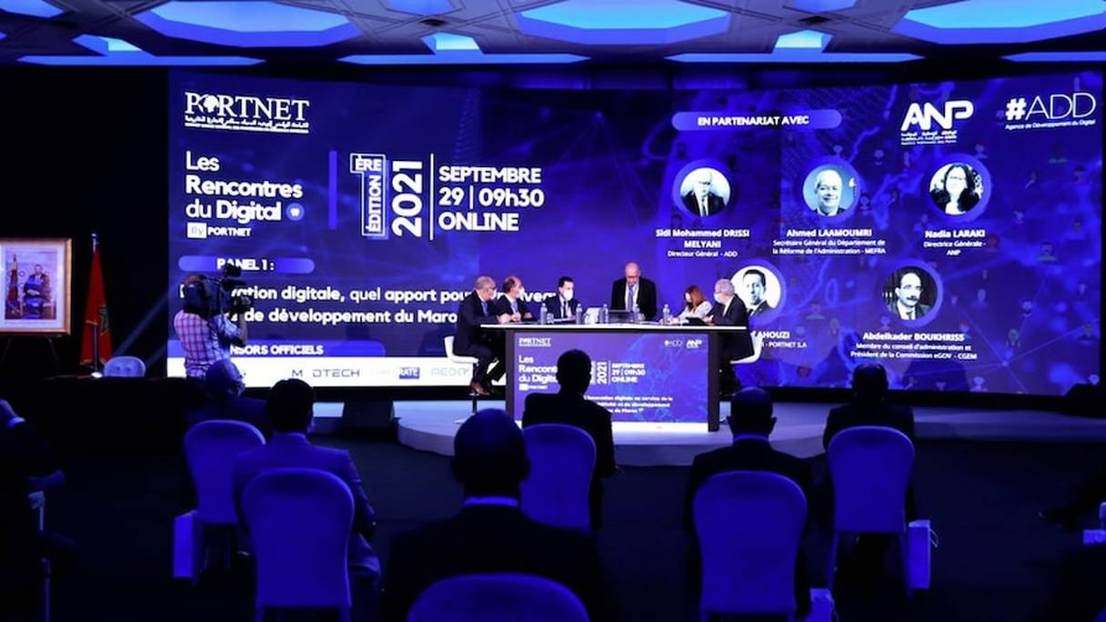 Première édition des Rencontres du digital organisée à Rabat, le 29 septembre 2021, par le guichet unique national pour faciliter les procédures du commerce extérieur, PortNet, en partenariat avec l'ADD, et l’ANP. 
