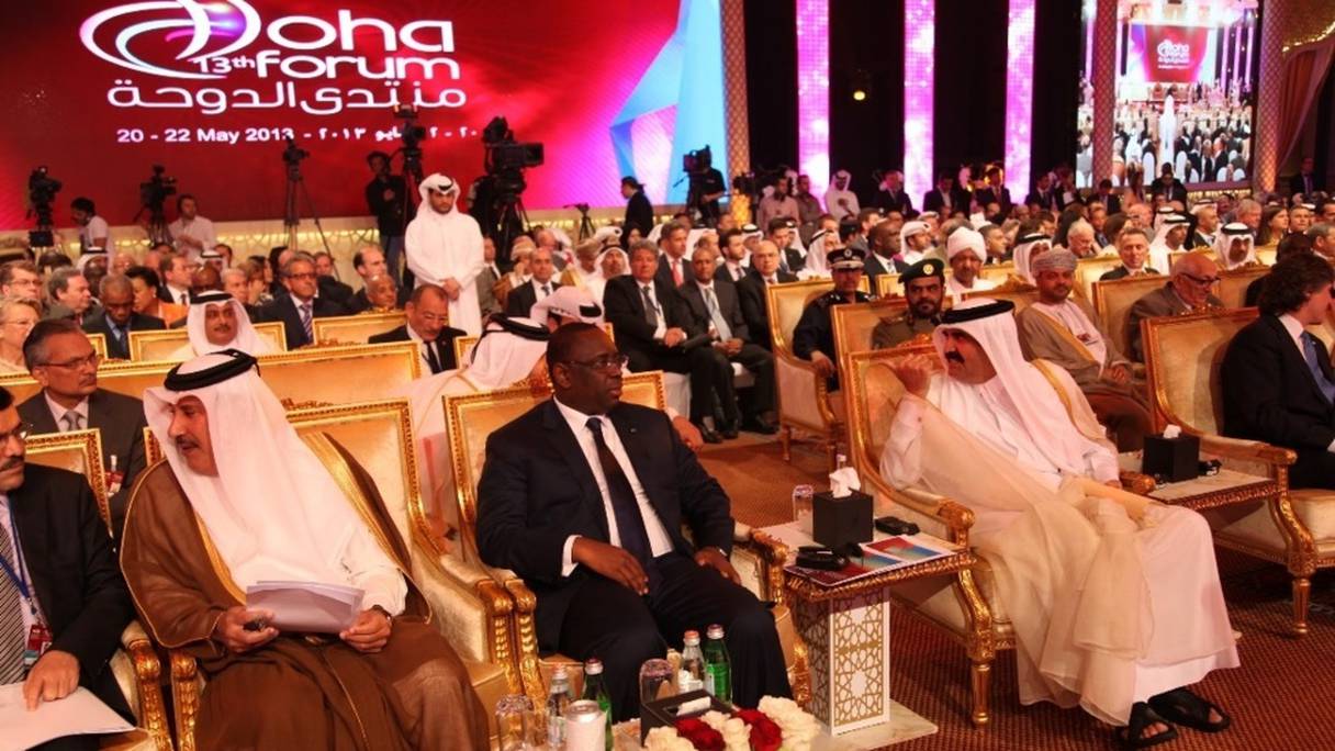 Lors du forum de Doha, Macky Sall en compagnie de l'émir Tamim Ben Hamad Al Thani. 
