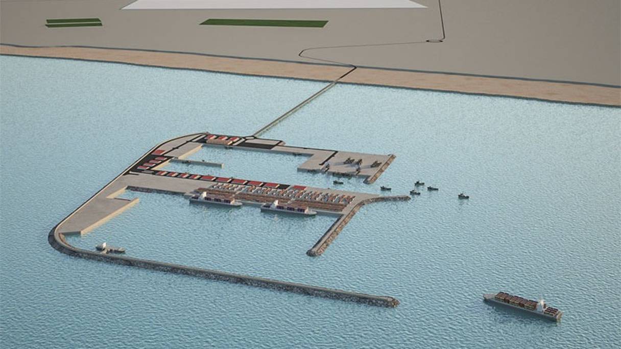 La maquette du projet du port Dakhla Atlantique.
