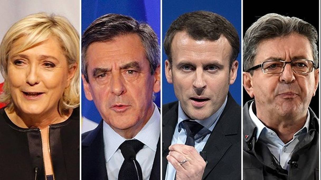 Marine Le Pen, François Fillon, Emmanuel Macron et Jean-Luc Mélenchon.
