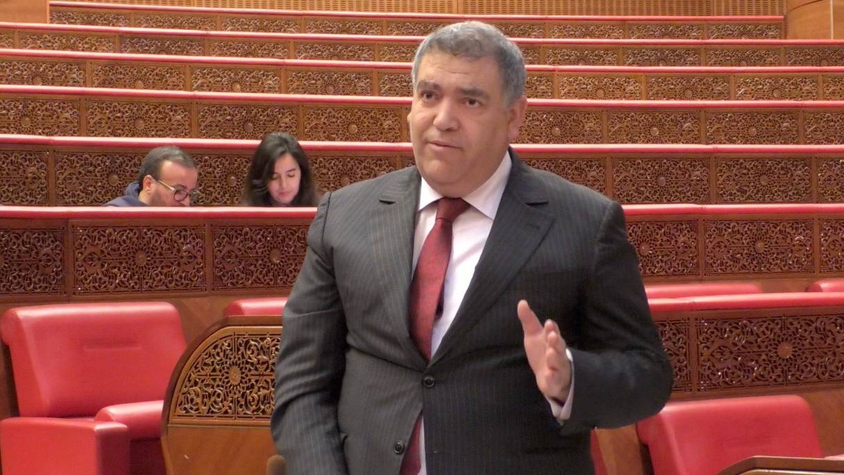 Le ministre de l'Intérieur, Abdelouafi Laftit, au Parlement le 29 janvier 2019. 
