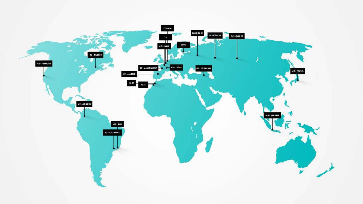 Carte du réseau international 42 network

