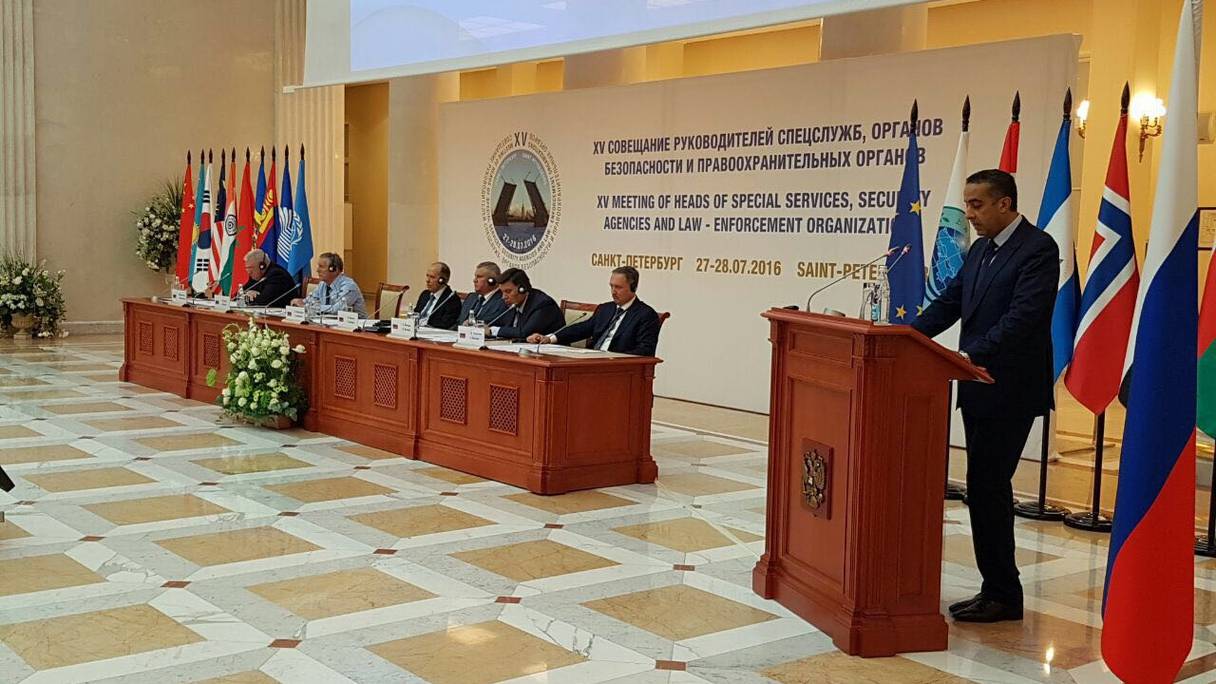 Abdellatif Hammouchi, patron du pôle sécuritaire DGSN-DGST, intervenant lors d'une récente conférence internationale sur le terrorisme organisée à Saint Petersbourg en Russie.
