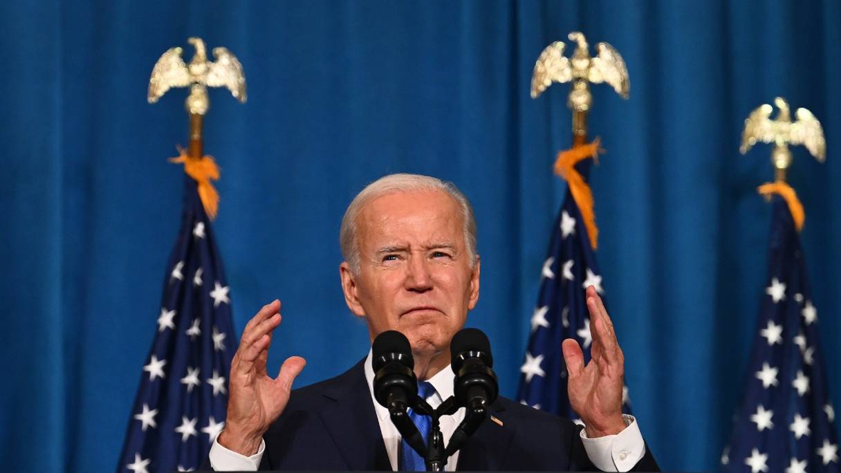 Le président américain Joe Biden prend la parole au cours d'un évènement du Comité national démocrate, au Columbus Club à Union Station, à Washington, le 2 novembre 2022.

