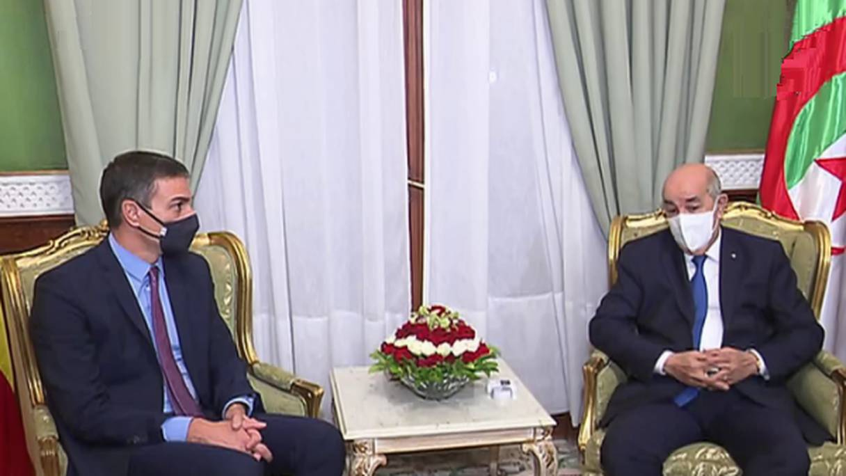 Le président du gouvernement espagnol, Pedro Sanchez, et le président algérien, Abdelmadjid Tebboune.
