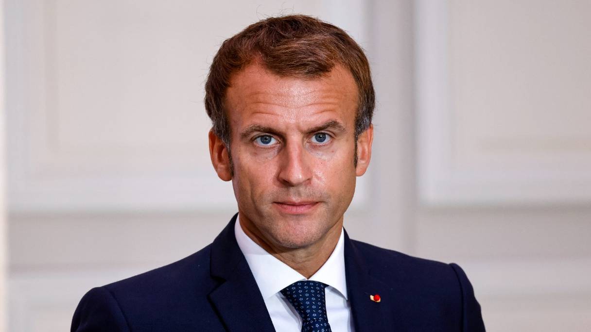 Emmanuel Macron, ici à une conférence de presse, à l'Elysée, à Paris, le 28 septembre 2021. 
