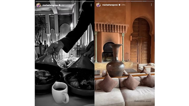 Après l'architecture traditionnelle, Maria Sharapova a aussi succombé aux délices de la gastronomie marocaine.