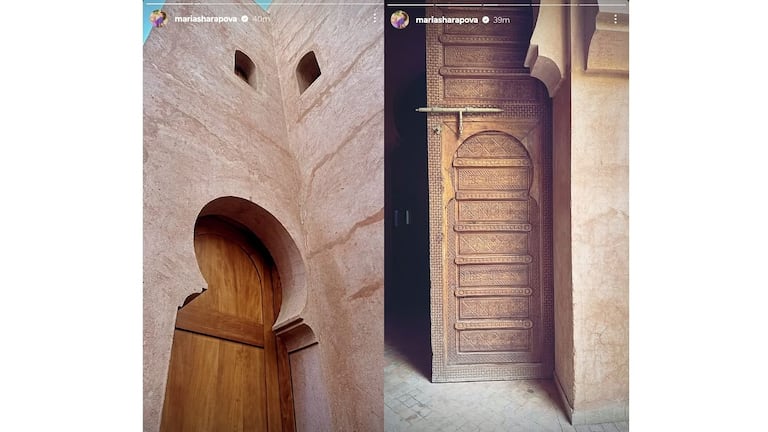 Maria Sharapova, en vacances au Maroc, le 03 janvier 2024, a partagé des photos de portes traditionnelles.