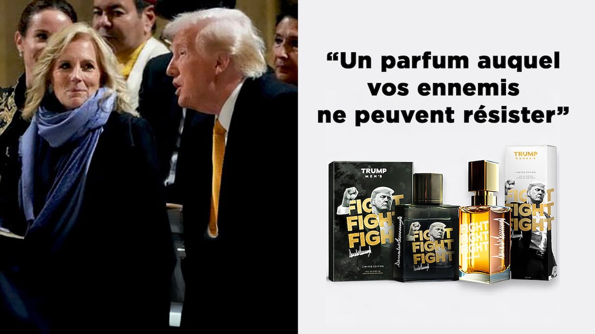 Donald Trump fait la promotion de son nouveau parfum,"Fight Fight Fight", en se servant d'une photo de lui avec Jill Biden.