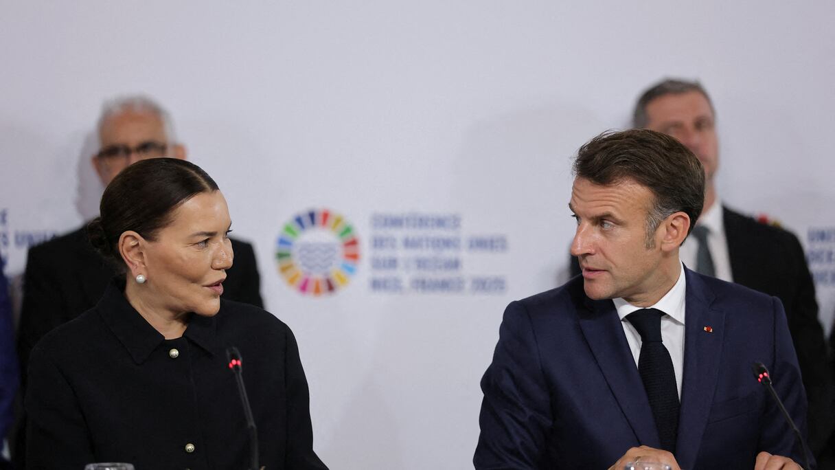 Le princesse Lalla Hasnaa et le président français, Emmanuel Macron.