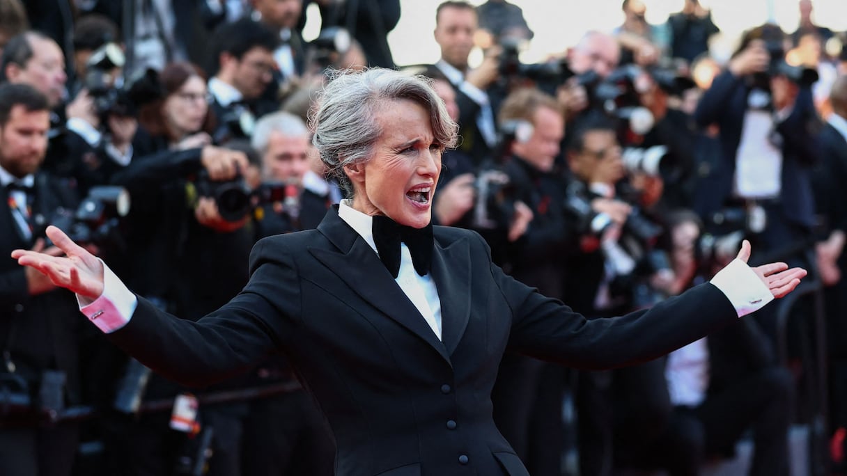 L'actrice Andie MacDowell sur le tapis rouge de la 78ème édition du Festival de Cannes.