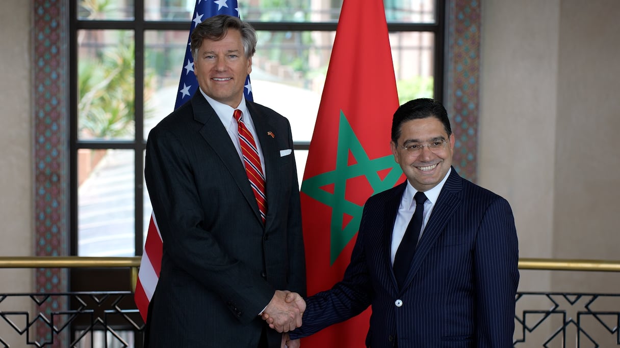 Nasser Bourita recevant le Secrétaire d’État Adjoint des États-Unis, Christopher Landau, mercredi 29 avril 2026 à Rabat.