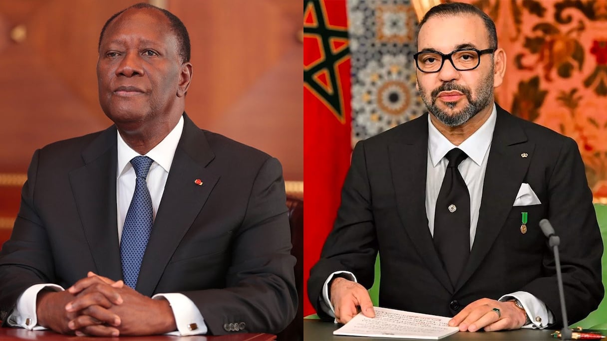 Le roi Mohammed VI et le président ivoirien, Alassane Dramane Ouattara (photomontage).