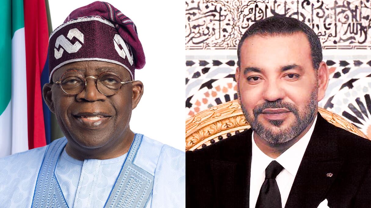 Le roi Mohammed VI et Bola Ahmed Adekunle Tinubu, président de la République fédérale du Nigeria.