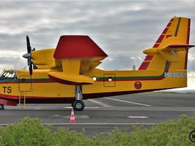 Le 6e Canadair marocain à son arrivée aux Açores portugaises, mercredi 10 mai 2023, après avoir survolé l’Atlantique en direction du Royaume.