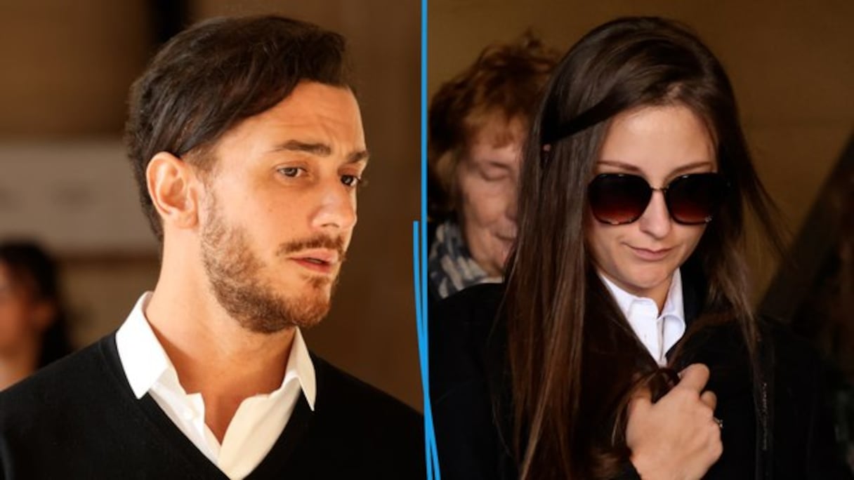 Saâd Lamjarred, à gauche, Laura Prioul, à droite, lors du procès qui les oppose au tribunal correctionnel de Paris, le 21 février 2023.