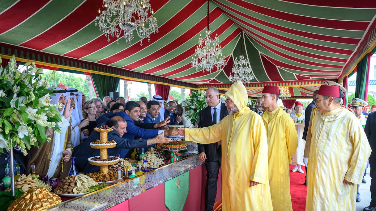 Lors de la cérémonie présidée par le roi Mohammed VI mercredi 30 juillet 2025 à M'diq à l'occasion de la Fête du Trône.