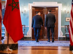 Le secrétaire d’État américain Marco Rubio aux côtés du ministre marocain des Affaires étrangères Nasser Bourita, lors de leur rencontre au département d’État à Washington, DC, le 8 avril 2025. (AFP).