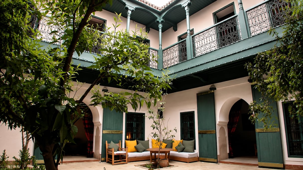 Le patio d'une maison traditionnelle marocaine.