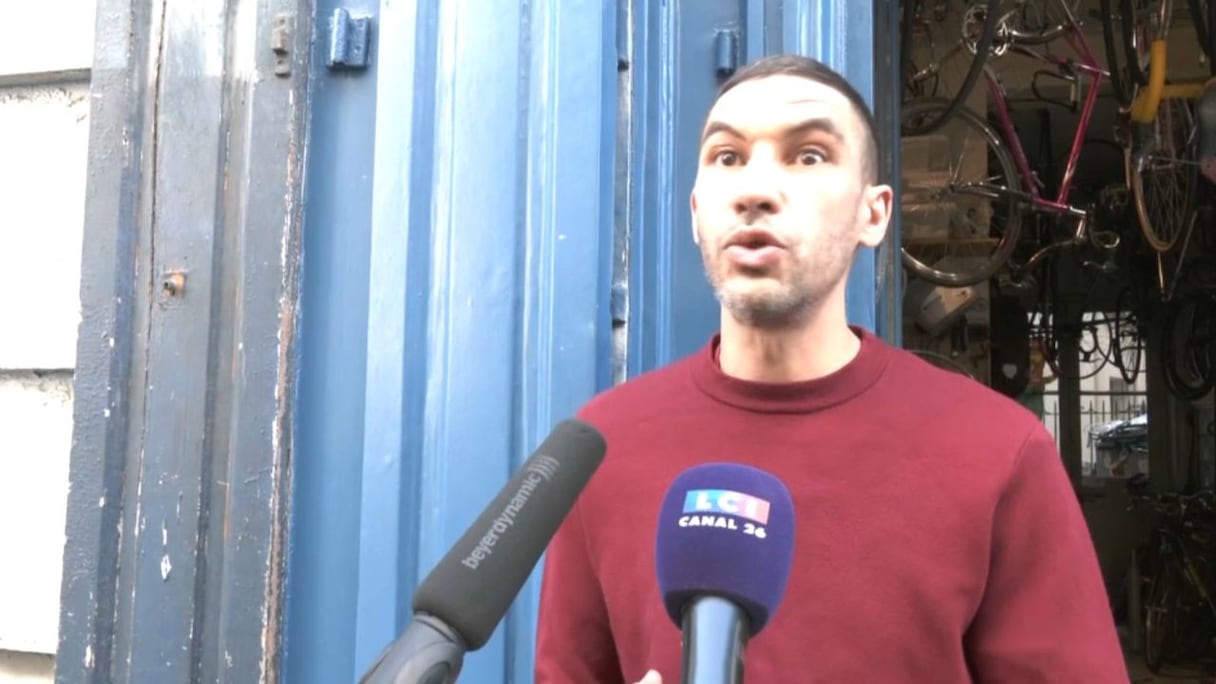 Nabil, le "héros à l'extincteur" qui a sauvé une femme d'un kidnapping à Paris, le 13 mai 2025.