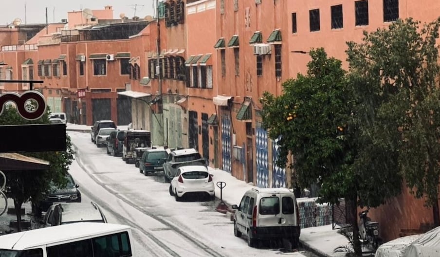 de la grêle à Marrakech