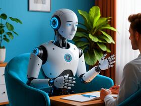 Un chatbot d'intelligence artificielle interagissant avec un utilisateur, symbolisant le futur de la thérapie numérique.