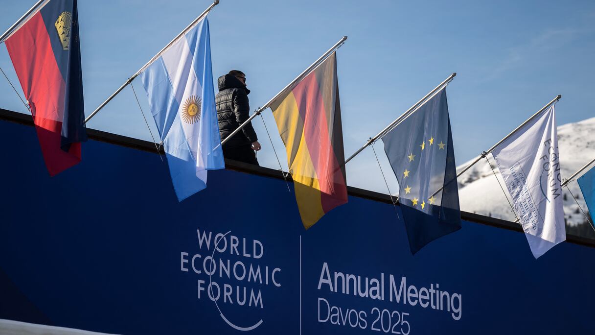 Le palais des congrès lors de la réunion annuelle du Forum économique mondial (WEF) dans la station alpine de Davos, le 20 janvier 2025
